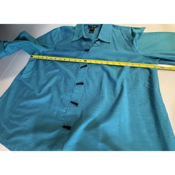 Ali Miles Womens Sz PXL Blue Boxy Button Up Top Lagenlook Wearable Art Artsy - Picture 8 of 11